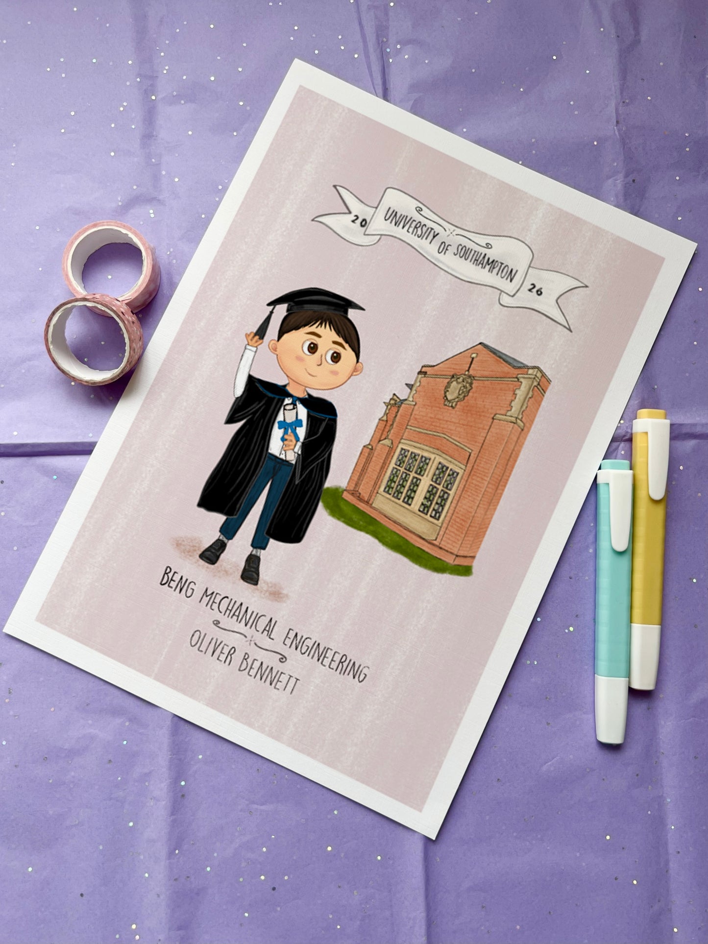 Personalised A4 Full Length Grad-u-ate Portrait