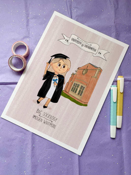 Personalised A4 Full Length Grad-u-ate Portrait