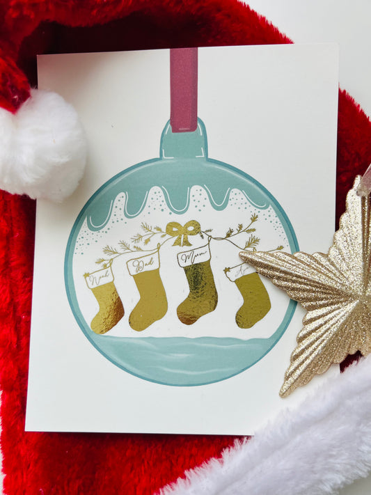 Foiled Stocking Bauble Print