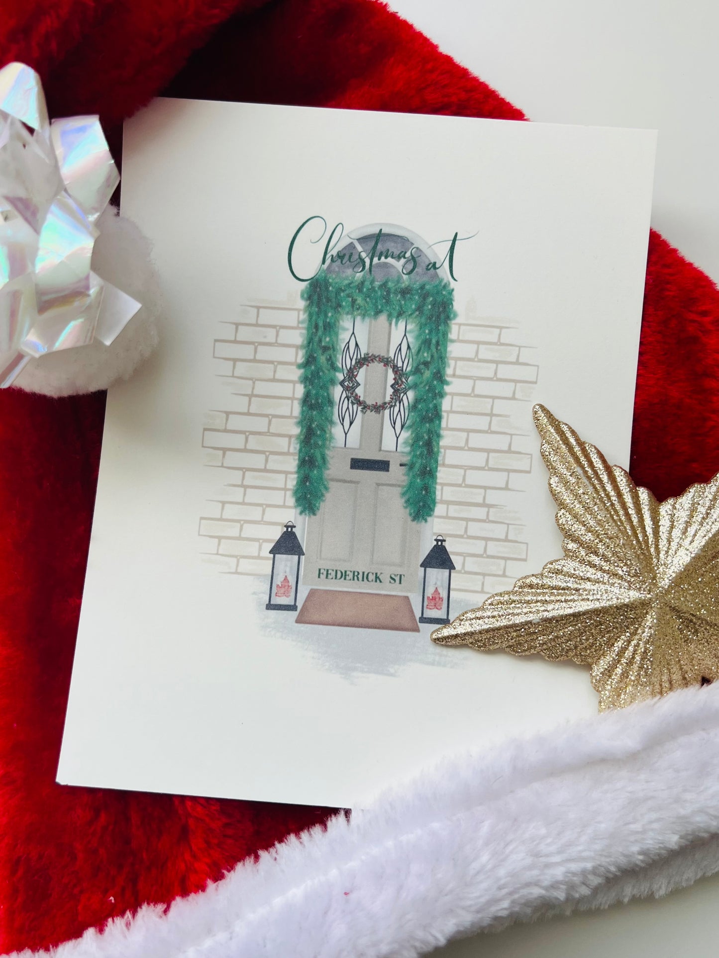 Lantern Christmas Door Print